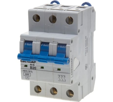 Автоматический выключатель СВЕТОЗАР 3п, 50A, "B", 6кА, 400В SV-49053-50-B