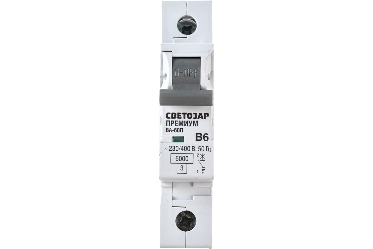 Автоматический выключатель СВЕТОЗАР "ПРЕМИУМ" 1-полюсный, 6 A, "B ...