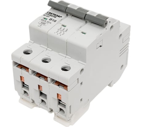 Автоматический выключатель СВЕТОЗАР ПРЕМИУМ 3-полюсный, 16 A, B, откл. сп. 6 кА, 400 В SV-49013-16-B