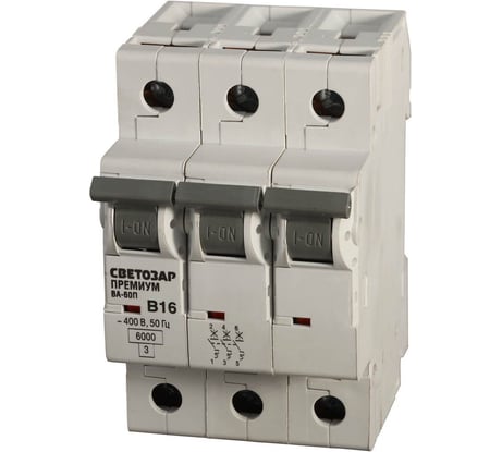 Автоматический выключатель СВЕТОЗАР "Премиум" 3п, 40A, "B", 6кА, 400В SV-49013-40-B