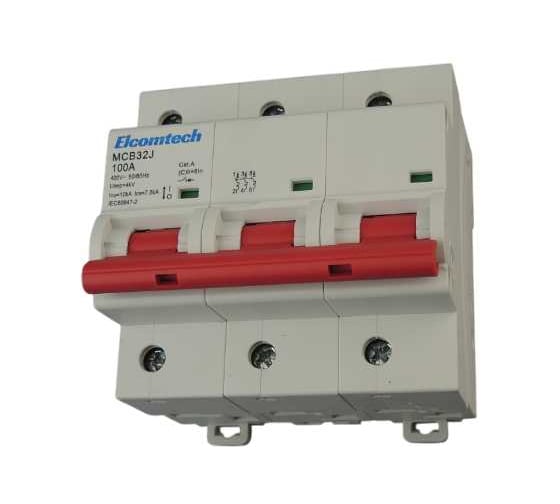Автоматический выключатель ELCOMTECH MCB32J-10-3C100AC модульный выключатель миниатюрный 3P 100A C 10kA 4,5х модуль УТ-00034438