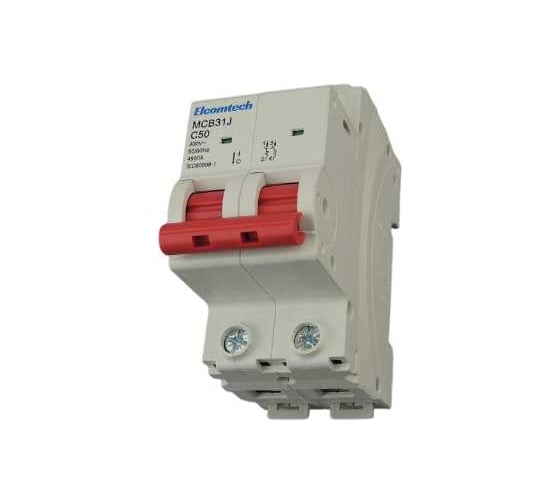 Автоматический выключатель ELCOMTECH MCB31J-4,5-2C50AC модульный выключатель миниатюрный 2P 50A C 4,5kA 2х модуль УТ-00039020