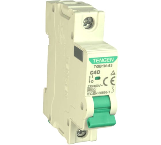 Автоматический выключатель миниатюрный TENGEN TGB1N-63-1PC40 Модульный выключатель 1P 40A C 6kA 1х модуль УТ-00026917