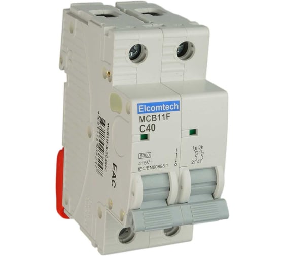 Автоматический выключатель ELCOMTECH MCB11F-6-2C40AC модульный выключатель миниатюрный 2P 40A C 6kA 2х модуль УТ-00033960