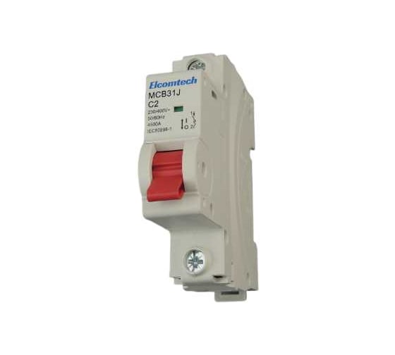 Автоматический выключатель ELCOMTECH MCB31J-4,5-1C2AC модульный выключатель миниатюрный 1P 2A C 4,5kA 1х модуль УТ-00039014