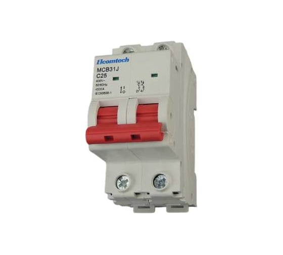 Автоматический выключатель ELCOMTECH MCB31J-4,5-2C25AC модульный выключатель миниатюрный 2P 25A C 4,5kA 2х модуль УТ-00039016