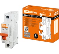 Автоматический выключатель TDM ELECTRIC ВА47-60 1Р 50А 6кА характеристика С SQ0223-0082