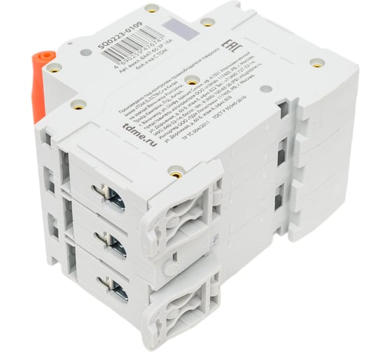 Автоматический выключатель TDM ELECTRIC ВА47-60 3Р 16А 6кА характеристика С SQ0223-0109