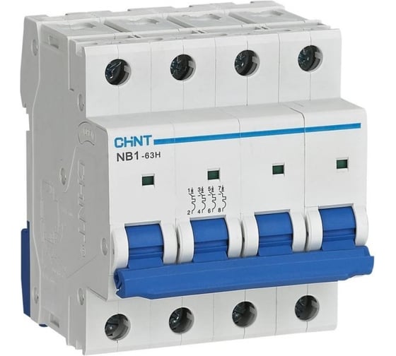 Автоматический выключатель CHINT NB1-63H 4P 63А 10кА характеристика B (R) (уп. 3 шт.) 179906