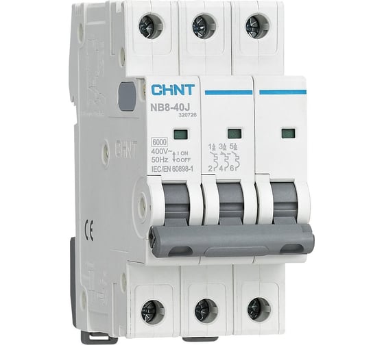 Автоматический выключатель CHINT NB8-40J 3P 16А 6кА х-ка C (R) (уп. 5 шт.) 320722