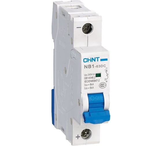 Автоматический выключатель CHINT NB1-63DC 1P 13А 6кА характеристика C 250В DC (R) (уп. 12 шт.) 182705