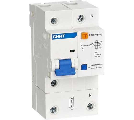 Автоматический выключатель дифференциального тока CHINT NXBLE-125 1P+N C80 30мА тип AС 10кА, электронный (R) (упаковка 6 шт) 820476