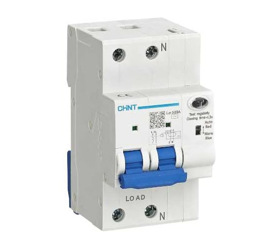 Автоматический выключатель дифференциального тока CHINT NB2LE-80ZT 1P+N C20 30мА тип AC 6кА, электронный (R) 448152