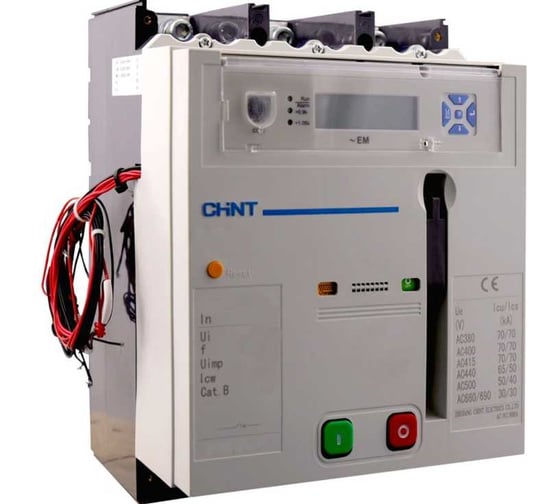 Автоматический выключатель CHINT NM8N-1600S EM 4P 1250А 50кА с электронным расцепителем, LCD, МП 400AC (R) 263312