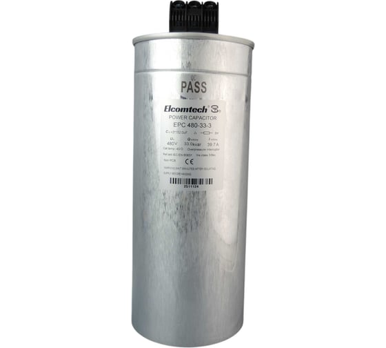 Конденсатор косинусный ELCOMTECH EPC480-33-3 480V 33kVAr 3ph D116x240 УТ-00040621