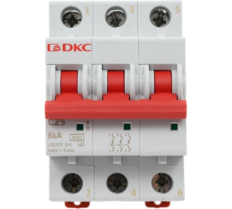 Автоматический модульный выключатель DKC YON MD63 3P 25А C 6kA MD63-3C25-6