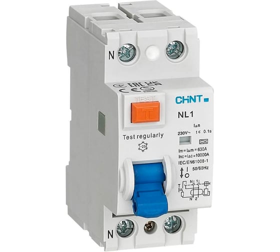 Устройство защитного отключения CHINT ВДТ УЗО NL1-63 2P 40А 30мА 10кА тип AC AX (R) 216711