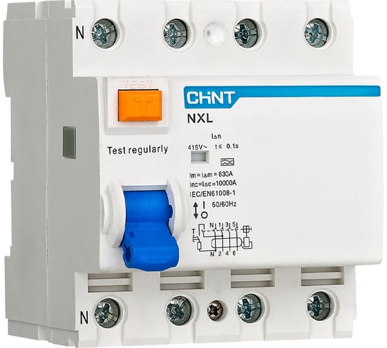 Устройство защитного отключения CHINT ВДТ УЗО NXL-63 4P 40А 300мА 10кА тип AC AX (R) 400318