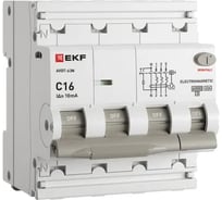 Автоматический выключатель дифференциального тока EKF АВДТ-63N 3P+N 16А характеристика C 10мА тип A электромеханический 6кА PROXIMA D63N46MA16C10