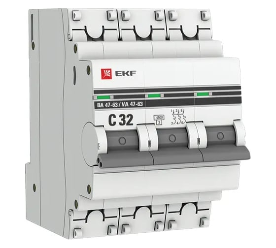 Автоматический выключатель EKF 3P 32А (C) 4,5kA ВА 47-63 (2 шт) mcb4763-3-32C-pro-2