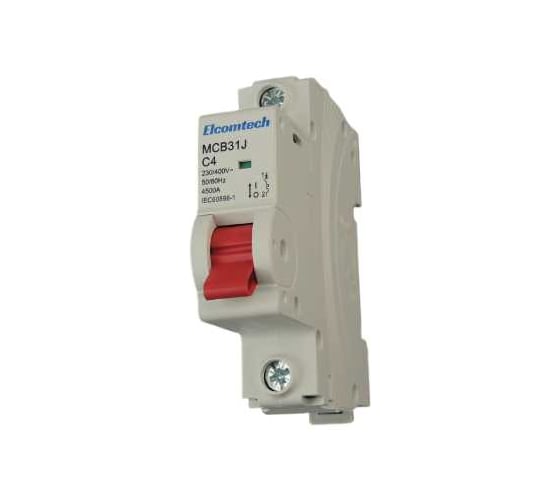 Автоматический выключатель ELCOMTECH MCB31J-4,5-1C4AC модульный выключатель миниатюрный 1P 4A C 4,5kA 1х модуль УТ-00039015