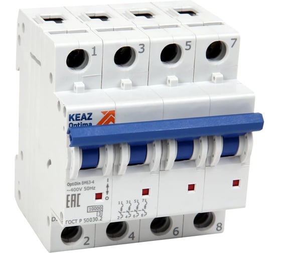 Выключатель автоматический модульный КЭАЗ OptiDin BM63-4NB1-10-УХЛ3 262922