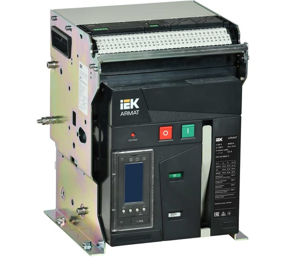 Выключатель автоматический воздушный IEK ARMAT AR-A2C TY06 3P F HR 55кА расцепитель TY 630А 3P стационарный с аксессуарами ~220-240В: реле отключения, реле включения, моторный привод AR-ACB-3FA-055-0630A-TYCF