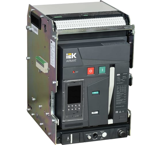 Выключатель автоматический воздушный IEK ARMAT AR-A2N TD06 3P W HR/VR 66кА расцепитель TD 630А 3P выдвижной с аксессуарами ~220-240В: реле отключения, реле включения, моторный привод AR-ACB-3VA-066-0630A-TDCF