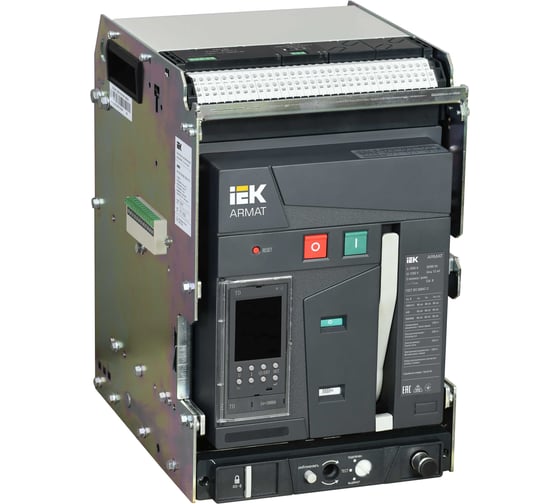 Выключатель автоматический воздушный IEK ARMAT AR-A2N TD16 3P W HR/VR 66кА расцепитель TD 1600А 3P выдвижной с аксессуарами ~220-240В: реле отключения, реле включения, моторный привод AR-ACB-3VA-066-1600A-TDCF