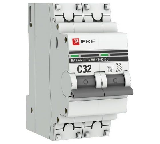 Автоматический выключатель EKF 2P 32А C 6кА ВА 47-63 DC PROxima 60 шт mcb4763-DC-2-32C-pro 1