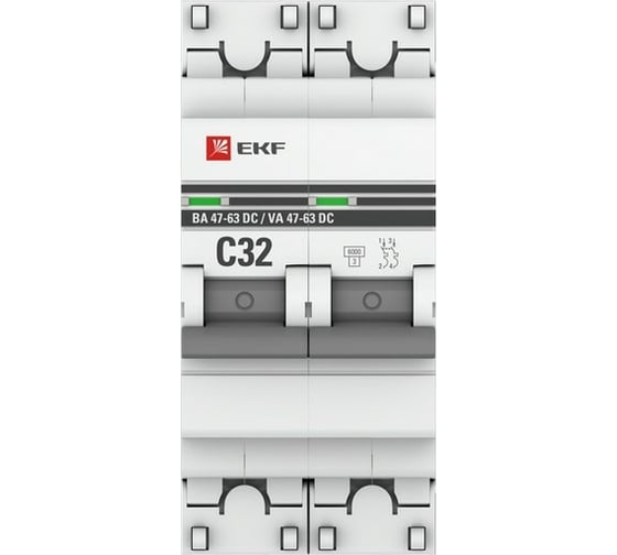 Автоматический выключатель EKF 2P 32А C 6кА ВА 47-63 DC PROxima 60 шт mcb4763-DC-2-32C-pro