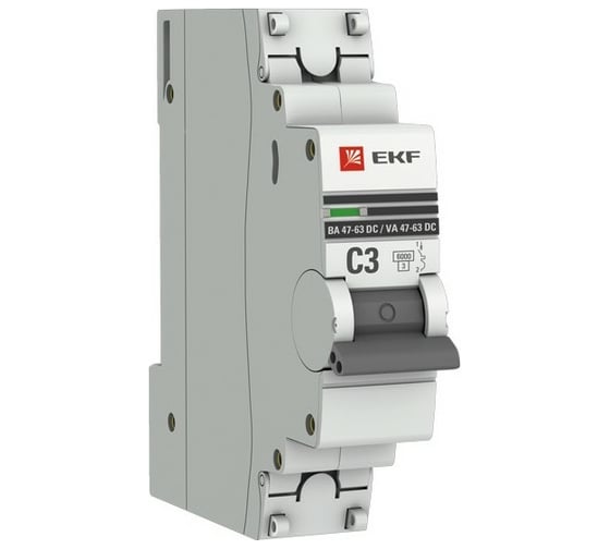 Автоматический выключатель EKF 1P 3А C 6кА ВА 47-63 DC PROxima mcb4763-DC-1-03C-pro