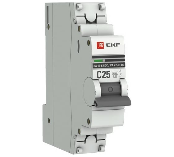 Автоматический выключатель EKF 1P 25А C 6кА ВА 47-63 DC PROxima mcb4763-DC-1-25C-pro