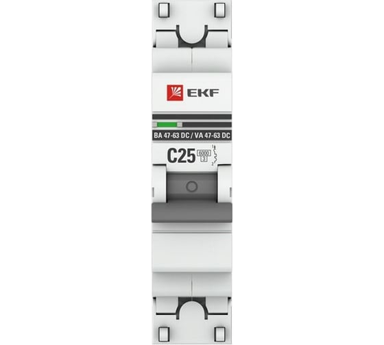 Автоматический выключатель EKF 1P 25А C 6кА ВА 47-63 DC PROxima mcb4763-DC-1-25C-pro