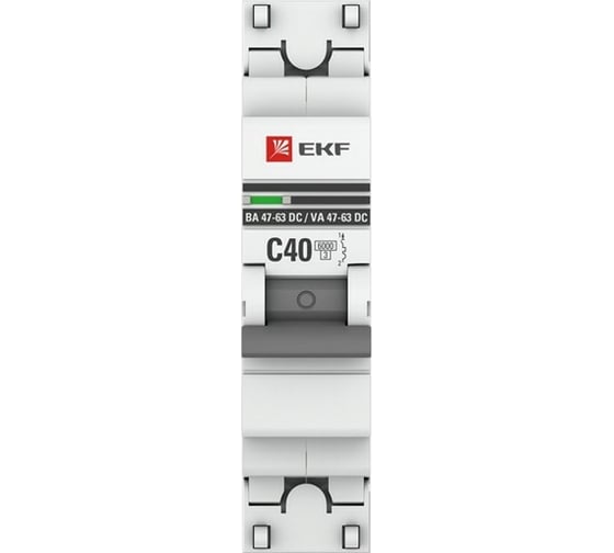 Автоматический выключатель EKF 1P 40А C 6кА ВА 47-63 DC PROxima mcb4763-DC-1-40C-pro