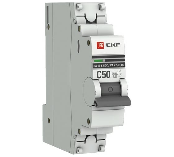 Автоматический выключатель EKF 1P 50А C 6кА ВА 47-63 DC PROxima mcb4763-DC-1-50C-pro