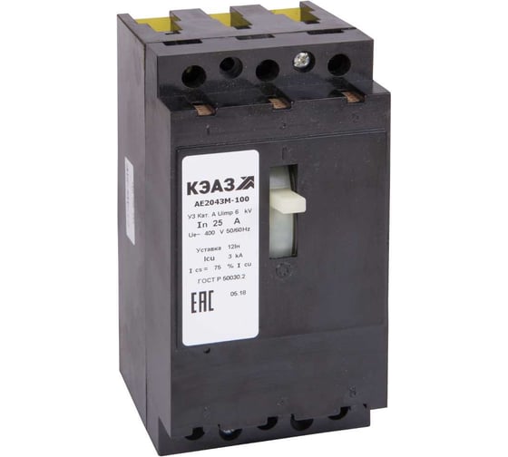 Выключатель автоматический КЭАЗ АЕ2043М-320-20А-12Iн-400AC-НР110AC/DC-У3- 272321