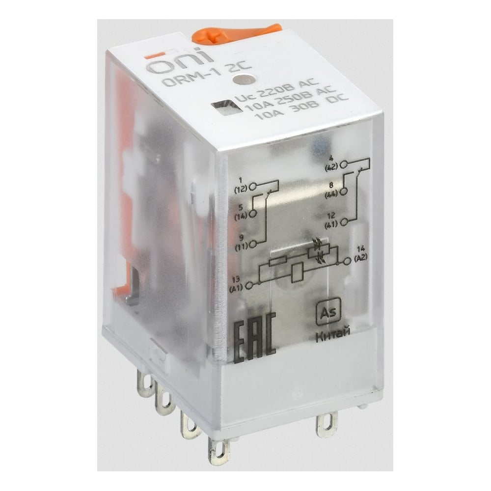 Интерфейсное реле ONI ORM-1 2C 220В AC с LED и тест. кнопкой ORM-1-2C ...