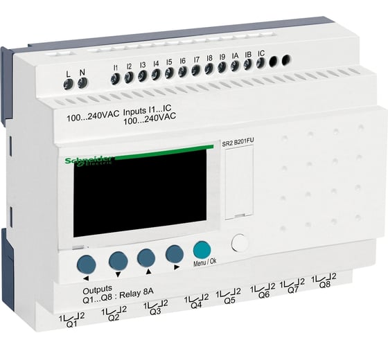 Интелектуальное реле Systeme Electric Zelio Logic компактное 20 I/O 240V AC SE SR2B201FU 1