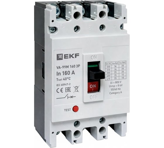 Выключатель автоматический в литом корпусе EKF ВА-99М 160/160А 3P 10In 35кА с термомагнитным расцепителем mccb99-160-160m