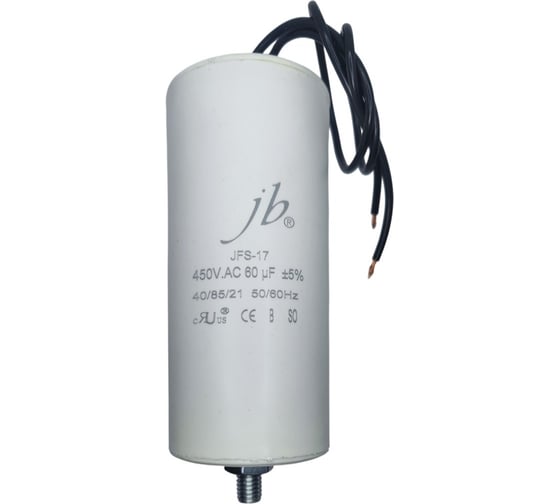 Конденсатор пусковой JB Capacitors Capacitors, 60мкФ, 450В, 50х110, JFS-17 (CBB60-G) (гибкие выводы+болт), JFS17A6606J000000B-515