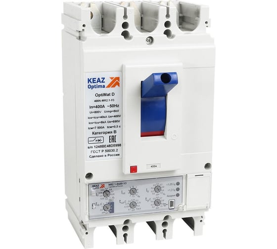 Выключатель автоматический КЭАЗ OptiMat D630N-MR2.1-У3-РЕГ 353187