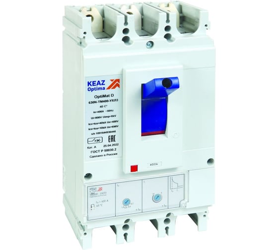 Выключатель автоматический КЭАЗ OptiMat D630H-TM400-ОМ4-РЕГ 327468