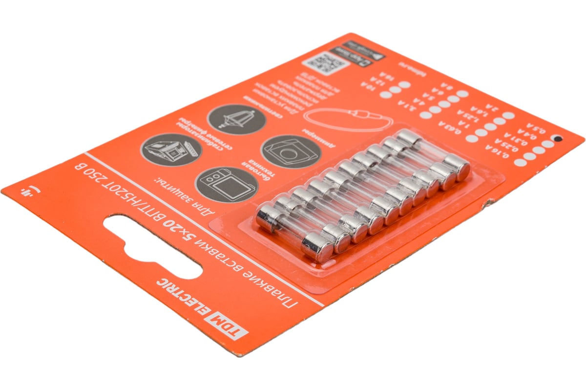 Плавкая вставка TDM ВПТ6-5 0,5А 250В упаковка (10 шт.) SQ0738-0105 ...