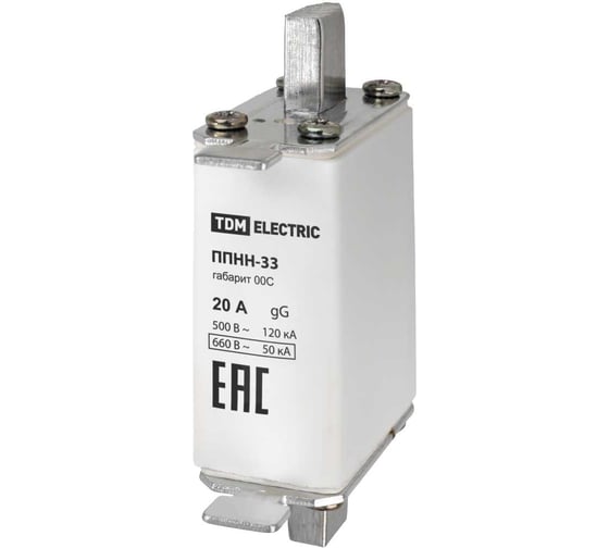 Плавкая вставка предохранителя ППНН-33 TDM ELECTRIC габарит 00C 20А SQ0713-0066