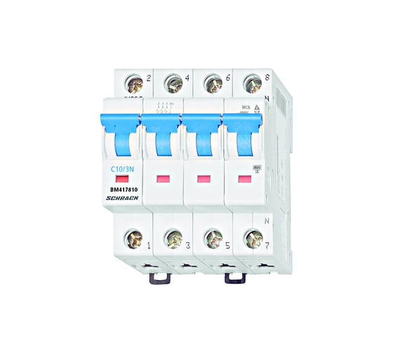 Автоматический выключатель Schrack Technik хар-ка C, 3-полюсный+N, 10А, 4.5кА BM417810