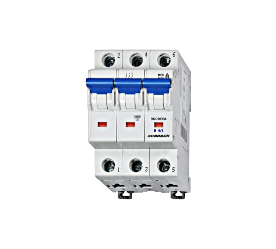 Автоматический выключатель Schrack Technik хар-ка В, 3-полюсный, 4А, 10кА, МЕ BM018304ME