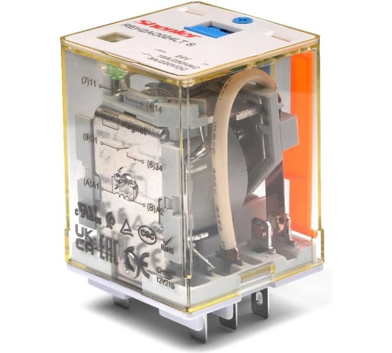 Реле Shenler НТК Приборэнерго, 3NO, 16A(400VAC)/ 10A(220VDC), 220VDC, мех. инд., тест-кнопка, LED, магнит REH3AO220LTS 1