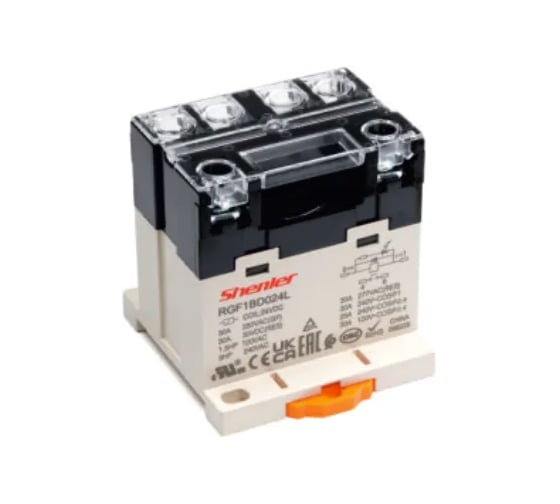 Реле Shenler НТК Приборэнерго, 2NO, 40A(250VAC/30VDC), 24VDC, LED, на рейку DIN35/панель, винтовое подключение RGF2BD024LS