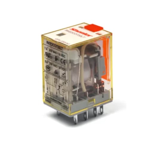 Реле Shenler НТК Приборэнерго, 4CO, 5A(250VAC/30VDC), 24VDC, мех. индикация, тест-кнопка с блокировкой, диод -A1/+A2, LED RKE4CO024LTD